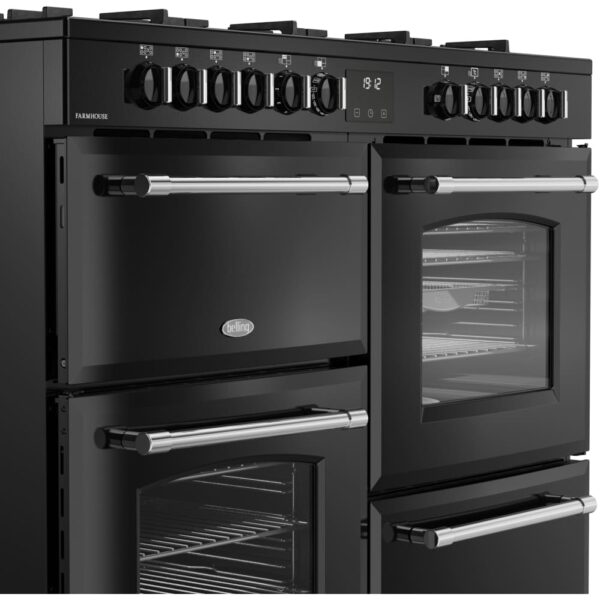 110cm Dual Fuel Belling Range Cooker, Black, A Rated - RCA FARMHOUSE 110DF - Naamaste London Homewares - 5