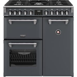 90cm Dual Fuel Stoves Range Cooker, Grey - RCA RICH 90DF ANT - Naamaste London Homewares - 1