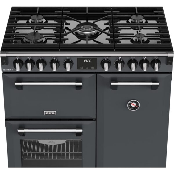 90cm Dual Fuel Stoves Range Cooker, Grey - RCA RICH 90DF ANT - Naamaste London Homewares - 8