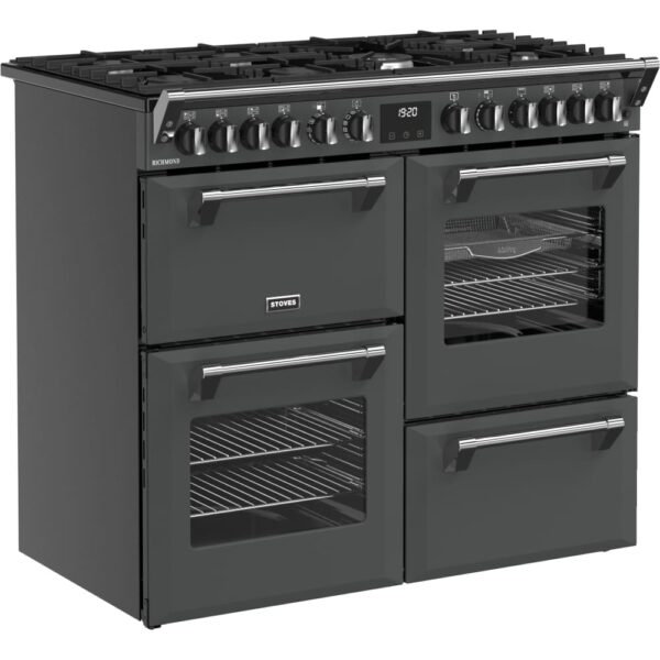 100cm Dual Fuel Stoves Range Cooker, Grey, A Rated - Richmond 100DF - Naamaste London Homewares - 6