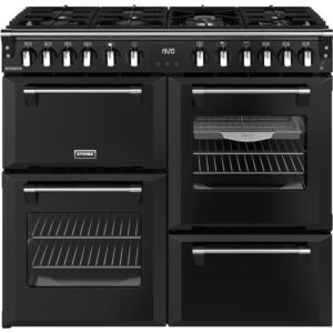 100cm Dual Fuel Stoves Range Cooker, Black, A Rated - Richmond 100DF - Naamaste London Homewares - 1