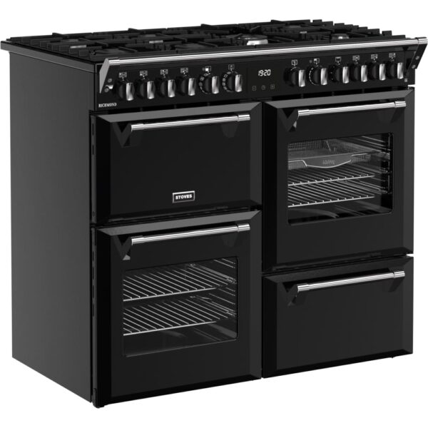 100cm Dual Fuel Stoves Range Cooker, Black, A Rated - Richmond 100DF - Naamaste London Homewares - 6