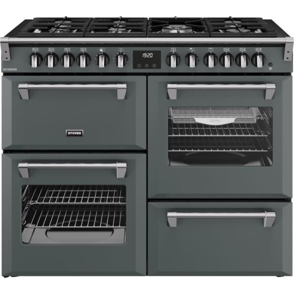 110cm Dual Fuel Stoves Range Cooker, Grey, A Rated - RCA RICH 110DF ANT - Naamaste London Homewares - 1