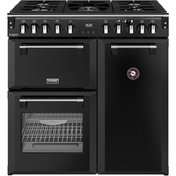90cm Dual Fuel Stoves Range Cooker, Black, A Rated - DX RCA RICH 90DF BLK - Naamaste London Homewares - 1