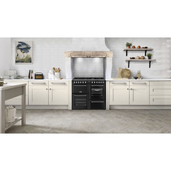 100cm Dual Fuel Stoves Range Cooker, Black, A Rated - DX RCA RICH 100DF BLK - Naamaste London Homewares - 2