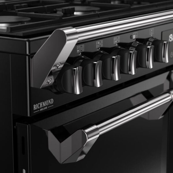 100cm Dual Fuel Stoves Range Cooker, Black, A Rated - DX RCA RICH 100DF BLK - Naamaste London Homewares - 4