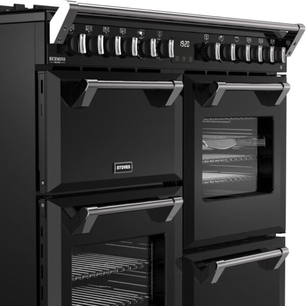 100cm Dual Fuel Stoves Range Cooker, Black, A Rated - DX RCA RICH 100DF BLK - Naamaste London Homewares - 5