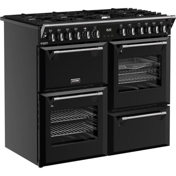 100cm Dual Fuel Stoves Range Cooker, Black, A Rated - DX RCA RICH 100DF BLK - Naamaste London Homewares - 6