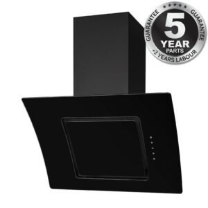 Black 70cm Angled Glass Cooker Hood Extractor Fan- SIA AT71BL