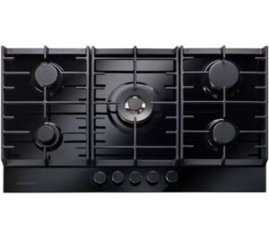 Black on Glass 5 Burner Gas Hob - Rangemaster ECL90HPNGFBL/BL (Discontinued)