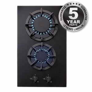 30cm Black Gas Hob 2 Burner - SIA BGH30BL