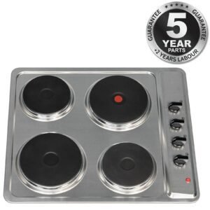 60cm 4 Zone Electric Hob / Solid Plate , Stainless Steel  - SIA PHP601SS