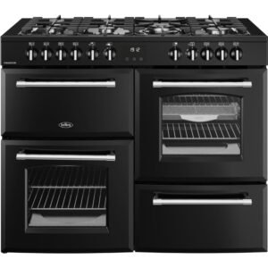 110cm Dual Fuel Belling Range Cooker, Black, A Rated - RCA FARMHOUSE 110DF