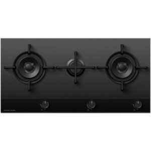 90cm 3 Burner Gas Hob, Black on Glass - Fisher & Paykel CG903DNGGB4