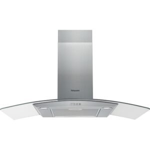 90cm Chimney Cooker Hood, Stainless Steel and Glass - Hotpoint PHGC94FLMX