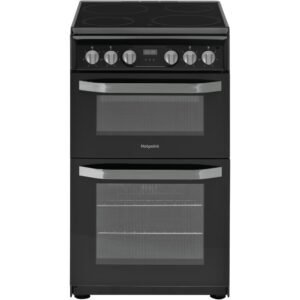 50cm Ceramic Electric Cooker with Double Oven, White - Hotpoint HD5V93CCW/UK