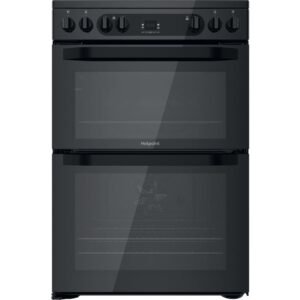 60cm Ceramic Electric Cooker with Double Oven, Black - Hotpoint HDM67V92HCB
