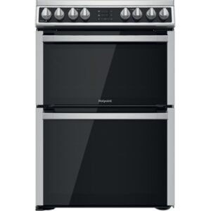 Ceramic Electric Cooker with Double Oven, Silver - Hotpoint HDM67V8D2CX (Discontinued)