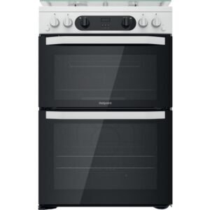 60cm Freestanding Double Oven Gas Cooker, White - Hotpoint HDM67G0CCW (Discontinued)