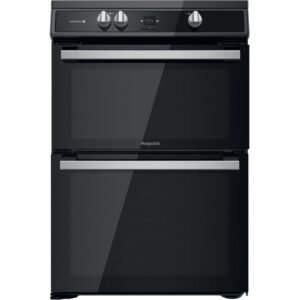 60cm Induction Electric Cooker with Double Oven, Black - Hotpoint HDT67I9HM2C
