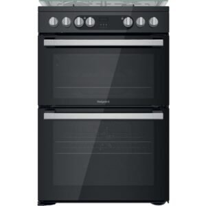 60cm Dual Fuel Cooker with Double Oven, Black, A Rated - Hotpoint HDM67G9C2CSB (Discontinued)