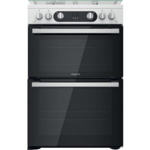 60cm Freestanding Double Oven Gas Cooker, White - Hotpoint HD67G02CCW (Discontinued)