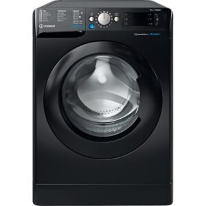 9kg Indesit Washing Machine, 1400 Spin, Black, A Rated - BWE91496XKUKN (Discontinued)
