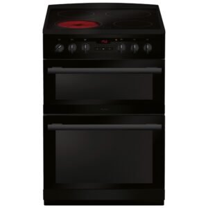 Ceramic Electric Cooker with Double Oven, Black, A Rated - Amica AFC6550BL
