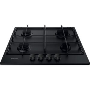 58cm Black 4 Burner Gas Hob - Hotpoint PPH 60P F NB