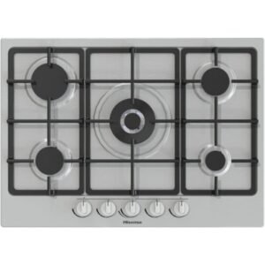75cm 5 Burner Gas Hob Stainless Steel on Glass - Hisense GM773XF