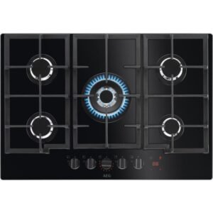 Black 5 Burner AEG Gas Hob Flame Light - HKB75450NB