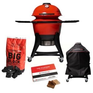 Red Charcoal BBQ Grills, Cover, Fire Starters & Accessories Pack - Kamado Joe