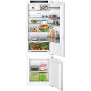 270L Low Frost Integrated Fridge Freezer, Fixed Hinge, White - Bosch KIV87VFE0G Series 4