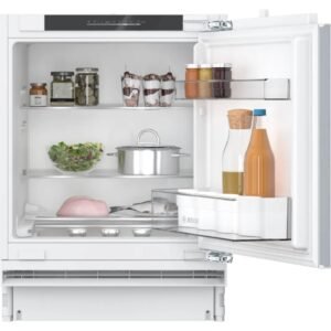 60cm White Under counter Larder Fridge, Fixed Hinge - Bosch KUR21VFE0G Series 4