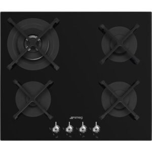 Classic 4 Burner Smeg Gas Hob, Black on Glass - PV364N