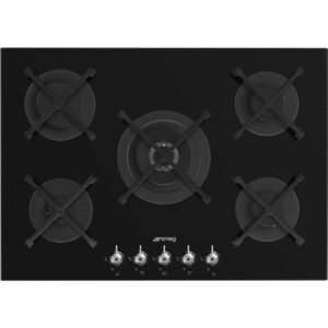Classic Smeg Gas Hob 5 Burner Black on Glass - PV375N