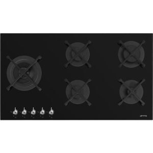 Black on Glass Smeg Gas Hob 5 Burner - PV395LN