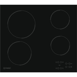 58cm Black 4 Zone Electric Ceramic Hob - Indesit RI161C (Discontinued)