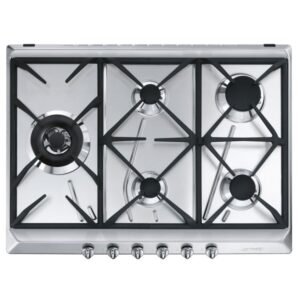 75cm Smeg Gas Hob 5 Burner Aesthetic Stainless Steel - SRV575GH5