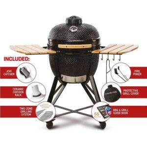 52cm Media 20 Charcoal BBQ Grills, Black- Kamado Bono TQ0020ALLIN
