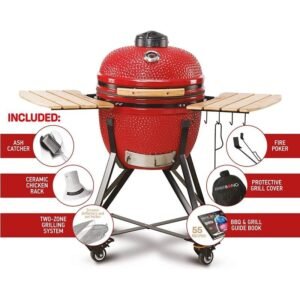 52cm Media 20 Charcoal BBQ Grills, Red - Kamado Bono TQ0020RED