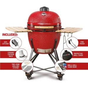 59cm Grande 23 Charcoal BBQ Grills, Red- Kamado Bono TQ0023RED