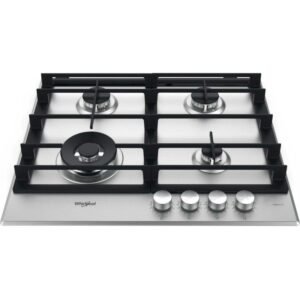 60cm Built In 4 Burner Gas Hob, Inox Ixelium - Whirlpool GMWL 628/IXL