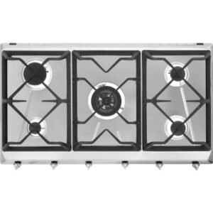 90cm Smeg Gas Hob 5 Burner Aesthetic Stainless Steel - SRV596GH5