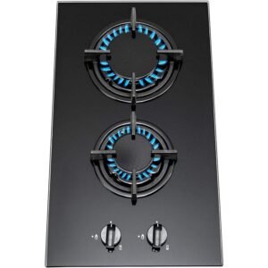 30cm 2 Burner Glass Gas Hob - SIA GHG301BL