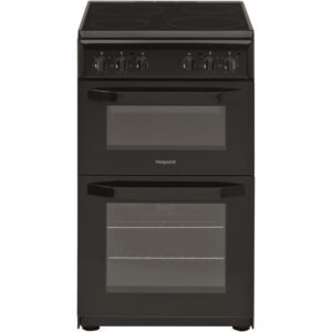 Double Electric Cooker Oven And Hob, Black - Hotpoint HD5V92KCB/UK