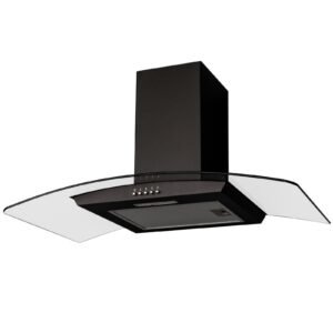 90cm Black Extractor Fan Cooker Hood / Curved Glass - SIA CGH90BL