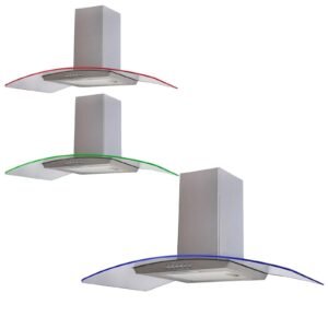 90cm Extractor Fan Cooker Hood / Curved Glass - SIA CPLE90SS