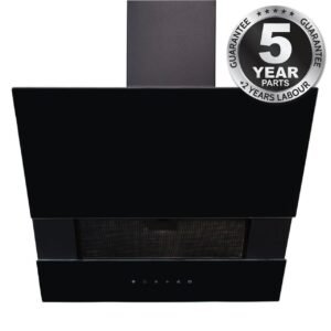 60cm Black Sliding Glass Angled Cooker Hood - SIA AGTC60BL