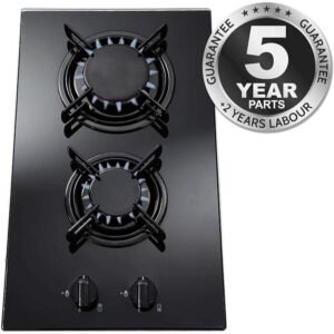 30cm Glass Gas Hob 2 Burner - SIA GHG302BL